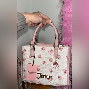 Juicy Couture Pink Strawberry Print Satchel with Gold Hardware NWT